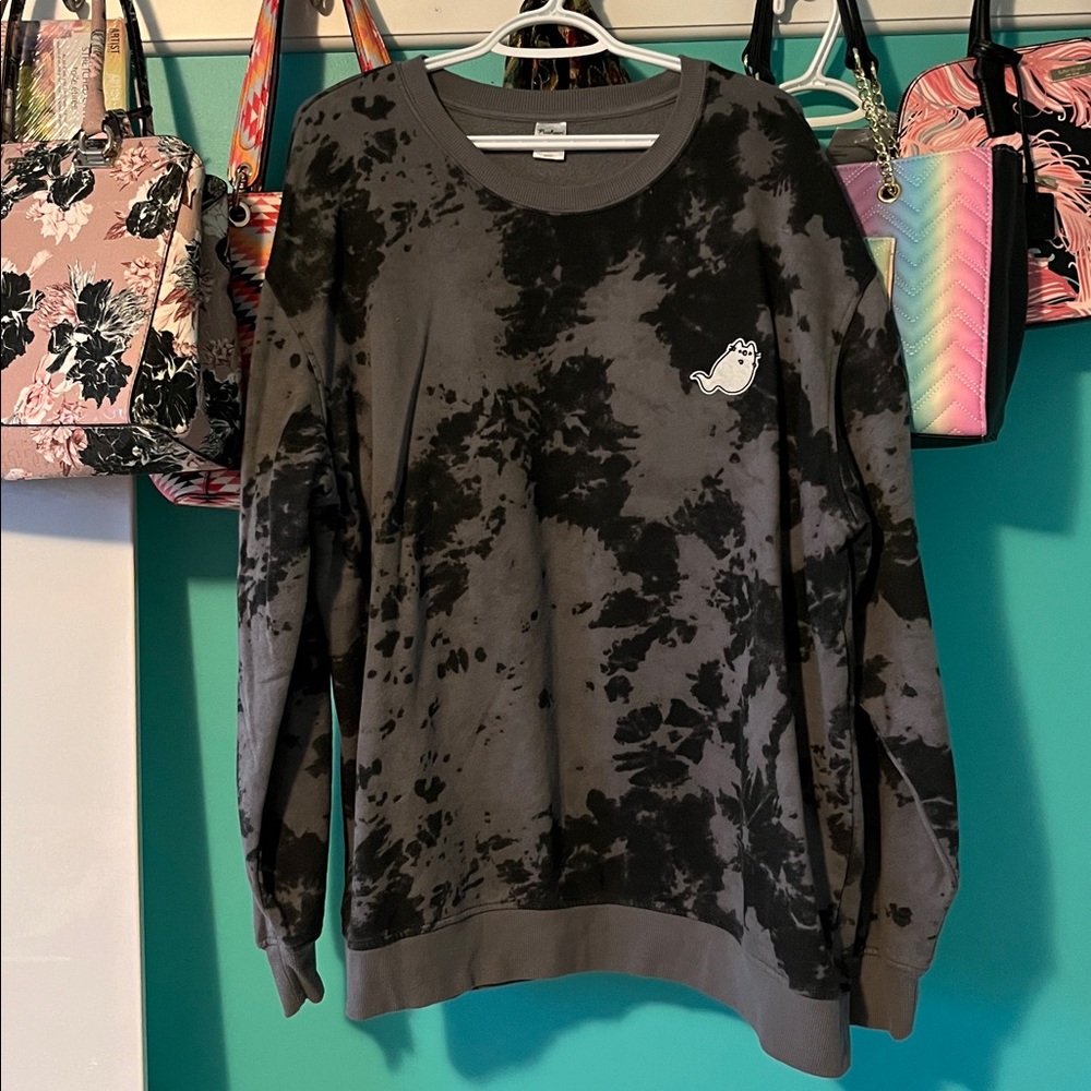 NWOT Pusheen Box Fall 21 Exclusive Halloween Boosheen Tie Dye Fleece Sweatshirt - Picture 2 of 7